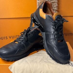 Louis Vuitton Black Leather Sneakers w/ Brown Accent